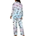 thumbnail image 2 of Renewold Bats Stars Moon Pajamas for Women Button Top Size M 2 Pieces Sleepwear Loose Fitting Pj Clothing Thermal Pajama & Pants Set for Halloween Birthday Gifts, 2 of 6