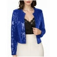 thumbnail image 1 of Vestes pour Femmes, Veste Décontractée Unie à Paillettes Ouverte devant, Courte, Col Rond, Manches Longues, Blazer pour Femmes, 1 of 6