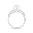 thumbnail image 2 of ANGARA Japanese Akoya Cultured Pearl Ring with Graduated Diamonds in 14K White Gold for Women | June Birthstone, Birthday, Anniversary, Jewelry Gift for Women | Pearl Ring, 2 of 12