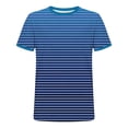 thumbnail image 5 of Hesxuno Men Fashion T-Shirts Striped Crewneck Short Sleeve Tops Color Block Casual Summer Tees Lightweight Gradient Tee Top Blue XL, 5 of 5