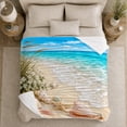 thumbnail image 5 of Tropical Beach Scene Starfish Seashells Sand Coastal, Cozy Coastal Landscape Scene, Warm Flannel Blanket for Beach House and Living Room, Beach Lovers Housewarming Gift, Coastal Home Decor, 5 of 9