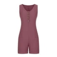 thumbnail image 6 of Usmixi Jumpsuits for Women Casual Solid Soft Knitted Ribbed Button up Loose Pocket Tank Jumpsuits Overalls Summer Formal Plain Round Neck Sleeveless Short Rompers Purple xl, 6 of 6