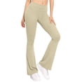 thumbnail image 4 of Tqcoqu Flare Leggings for Women,High Waist Lifting Up Yoga Pants,Business Workout Casual Slim Fit Pant for Daily,Beige Women's S-XXL, 4 of 8