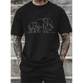 thumbnail image 5 of Men's T-Shirt Single Line Drawing Two Elephant Modern Art Short Sleeve Casual Tee Classic Crew Neck T-Shirt for Men, S, 5 of 6