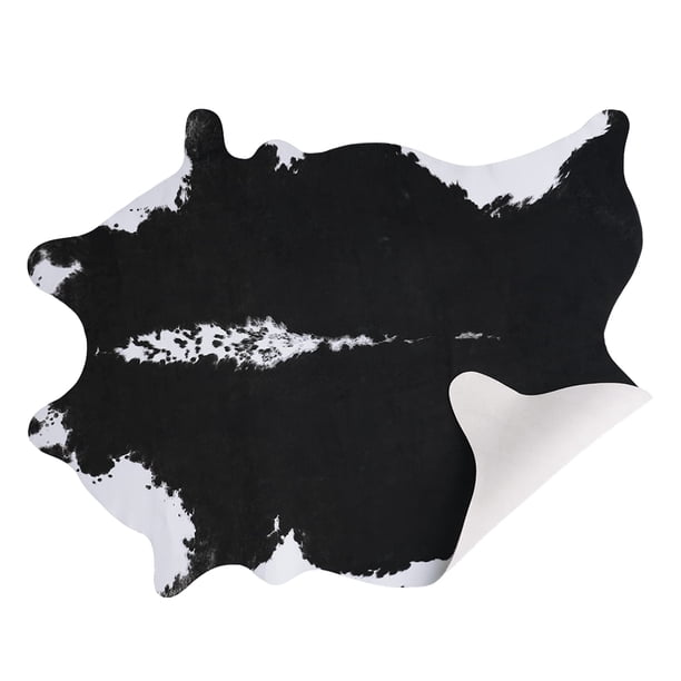 Alfombra AROGAN de piel de vacuno sintética, 240 x 300 cm, para sala de estar, color negro