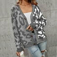 thumbnail image 2 of Arlun Women's Color Block Leopard Print Button down Long Sleeve Cardigan Sweaters Loose Fit Lightweight Soft Cozy Outwear 2025 Fall Winter Clothes for Women Grey S, 2 of 8