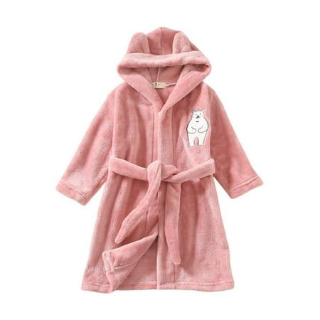 

Topumt Toddlers Kids Hooded Robe Boys Girls Soft Flannel Bathrobes Pajamas Plush Robe