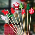 thumbnail image 4 of 100 palillos de bambú para cócteles navideños, palillos de dientes con forma de Papá Noel, copos de nieve, árbol, bebida, fruta, postre, comida, decoración para fiestas navideñas 2024, 4 of 5