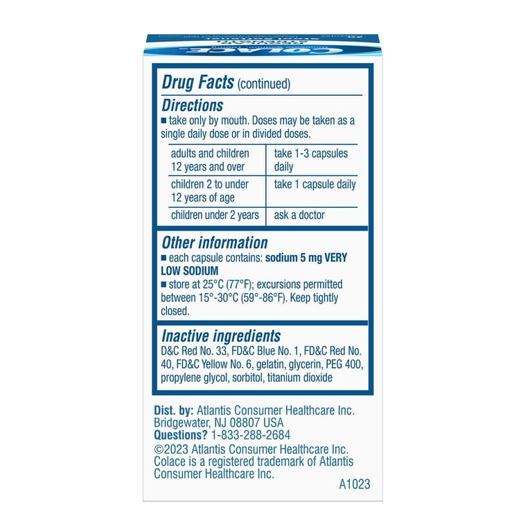 Colace® Regular Strength Stool Softener for Constipation Relief, 100mg Capsules, 30 Ct