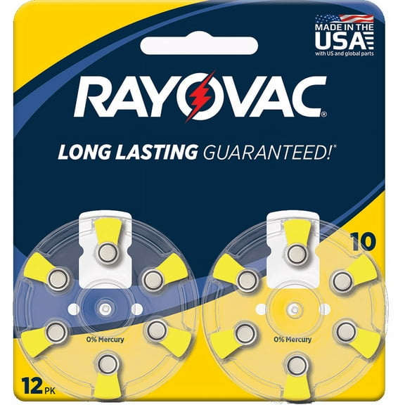 Rayovac Size 10 Hearing Aid Batteries, 12-Pack L10ZA-12ZMB