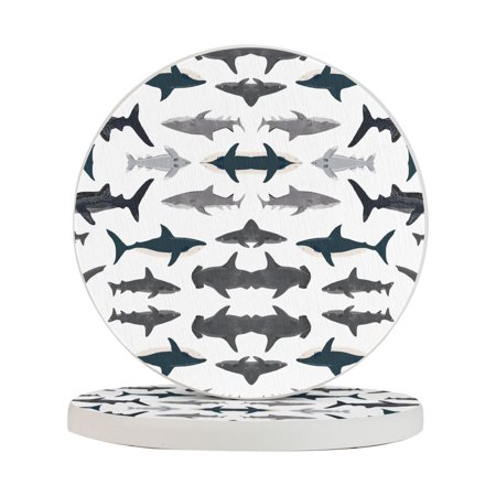 

Circular Drink Coasters Set Shark Sharks- Beautiful Home Decor Diatomite Heat-Resistant Diatomite Protect Table Countertop