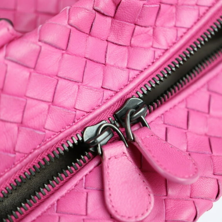 Auth BOTTEGA VENETA Intrecciato Shoulder Bag Dark Pink leather