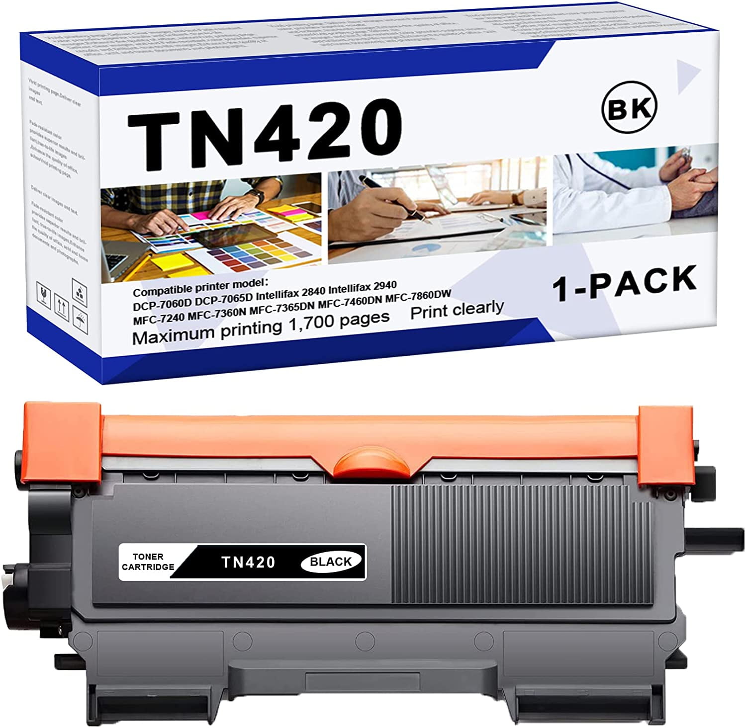 gradualmente voltereta contar hasta Compatible TN420 Toner Cartridge Replacement for Brother DCP-7060D  DCP-7065D Intellifax 2840 Intellifax 2940 Printer (Black,1-Pack) -  Walmart.com