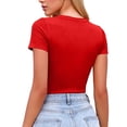thumbnail image 6 of hotojiny Going out Tops for Women V Neck Lace up Trendy Outfit Slim Fit Fashion Short Sleeve Summer Clothes S-2XL, 6 of 7