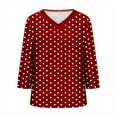 thumbnail image 5 of Mifsaly Plus Size Satin Blouses for Women Polka-Dot 3/4 Sleeve Tops V-Neck Loose Blouses Dressy Casual Silk Shirts Summer Work Tshirts XXXXL, 5 of 5