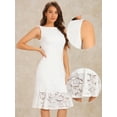 thumbnail image 2 of DARING DIVA Lace Cocktail Boat Neck Evening Sheath Dress L White, 2 of 6