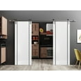 thumbnail image 3 of Sturdy Double Barn Door 36 x 80 inches with | Planum 0016 White Silk with Frosted Glass | Stainless Steel 13FT Rail Hangers Heavy Set | Solid Panel Interior Doors, 3 of 6