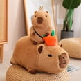 thumbnail image 5 of Juguete de peluche de dibujos animados Capybara, Cosplay de conejo, Rana, dinosaurio, Capibara, hoja de loto, paraguas, sombrero de fresa, animales de peluche, 5 of 5