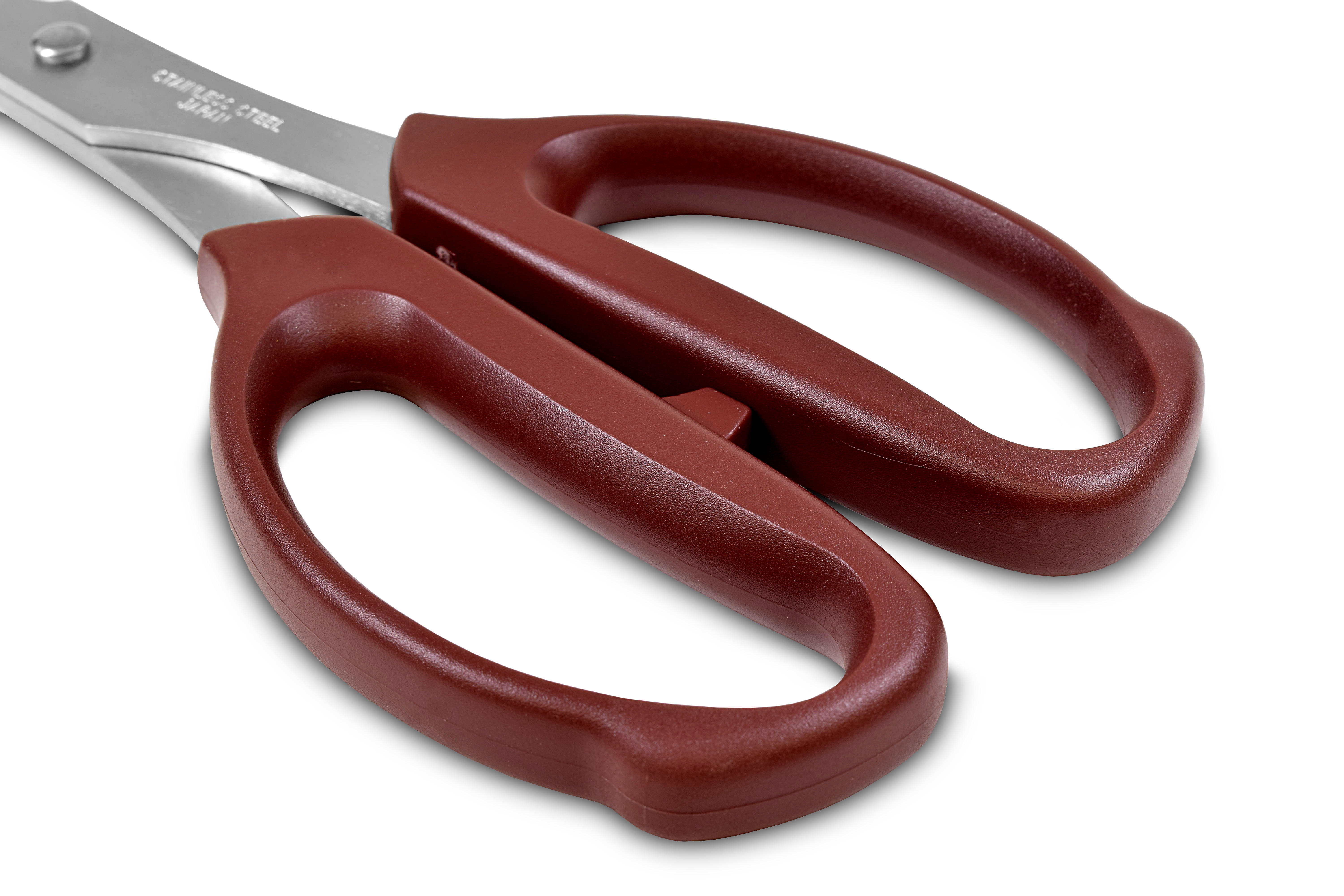 Japanese Leather Scissors, Stainless Steel Blades, Rubber Cutting Shears for Leather Craft, Office, Home, and Tailoring, 7.1"