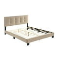 thumbnail image 3 of Tcbosik Upholstered Platform Bed Queen Size, Bed Frame with Height Adjustable Headboard, Solid Wood Slats Support, Easy Assembly, Light Brown, 3 of 5