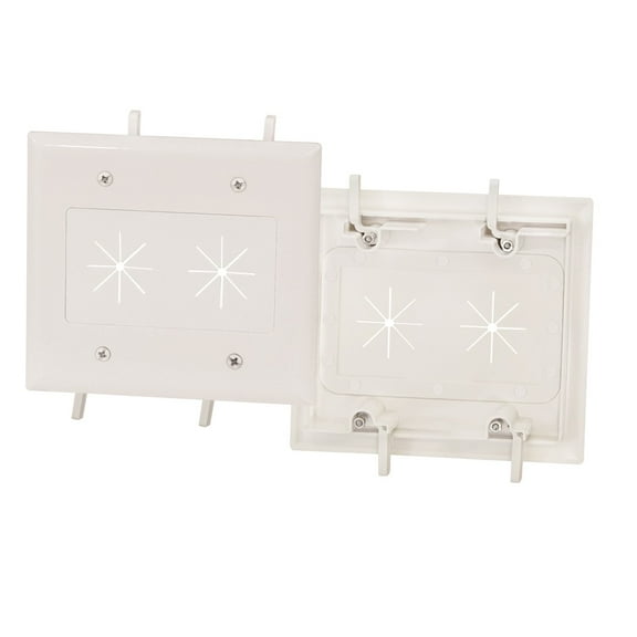 ACCL Cable Plate with Flexible Opening 2-Gang White, 1 Pack