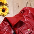 thumbnail image 3 of Kids Toddler Girls Cropped  Motorcycle Jackets PU Faux Leather Coat Turn-Down Collar Long Sleeve Crop Tops Outerwear Coats, 3 of 7
