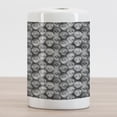 thumbnail image 2 of Skull Ceramic Toothbrush Holder, Knitting Chevron Texture with Brainpan Head Bone Ghostly Creepy Pattern Image, Versatile Countertop for Bathroom, 4.5" X 2.7", Grey Black White, by Ambesonne, 2 of 4