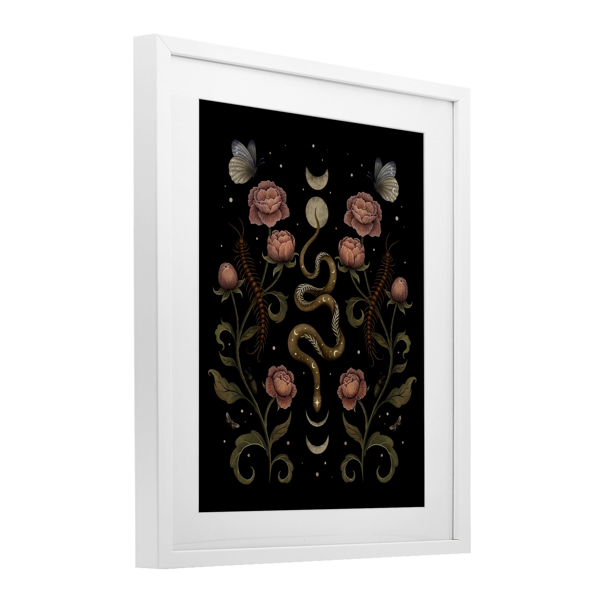 Stupell Industries Serpentine Garden Symmetry White Framed Print Under Glass, design by Episodic Drawings