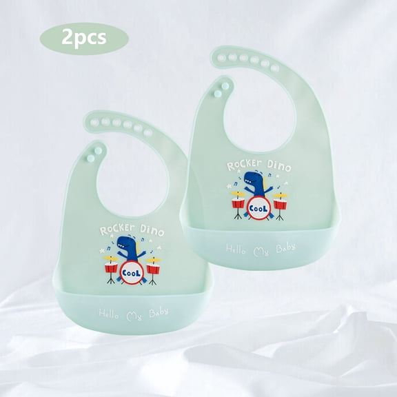 GOLDCOLIN Set of 2 Silicone Bibs for Babies & Toddlers,Soft Adjustable Bibs with Pocket Food Catcher for Baby Girl,Boy