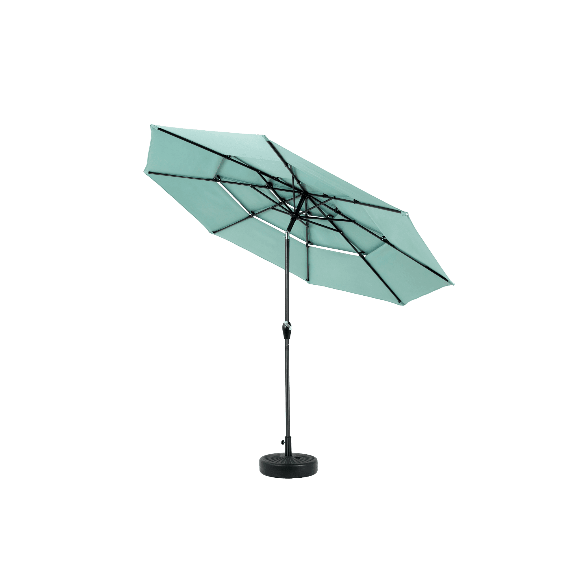 Leumius 10ft Outdoor Patio Umbrellas for Outside,3 Tier Auto-tilt Vented Market Table Umbrella for Backyard, Deck, Garden,Light Green(Base Not Included)