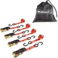 thumbnail image 2 of 75-CAR1017 Ratchet Tie Down Straps Break Strength Cargo Straps for Camping, Hunting, Moving in a Truck, Trailer, Roof Rack, 10 Ft, 1500 lb, 4 Pack, 2 of 5