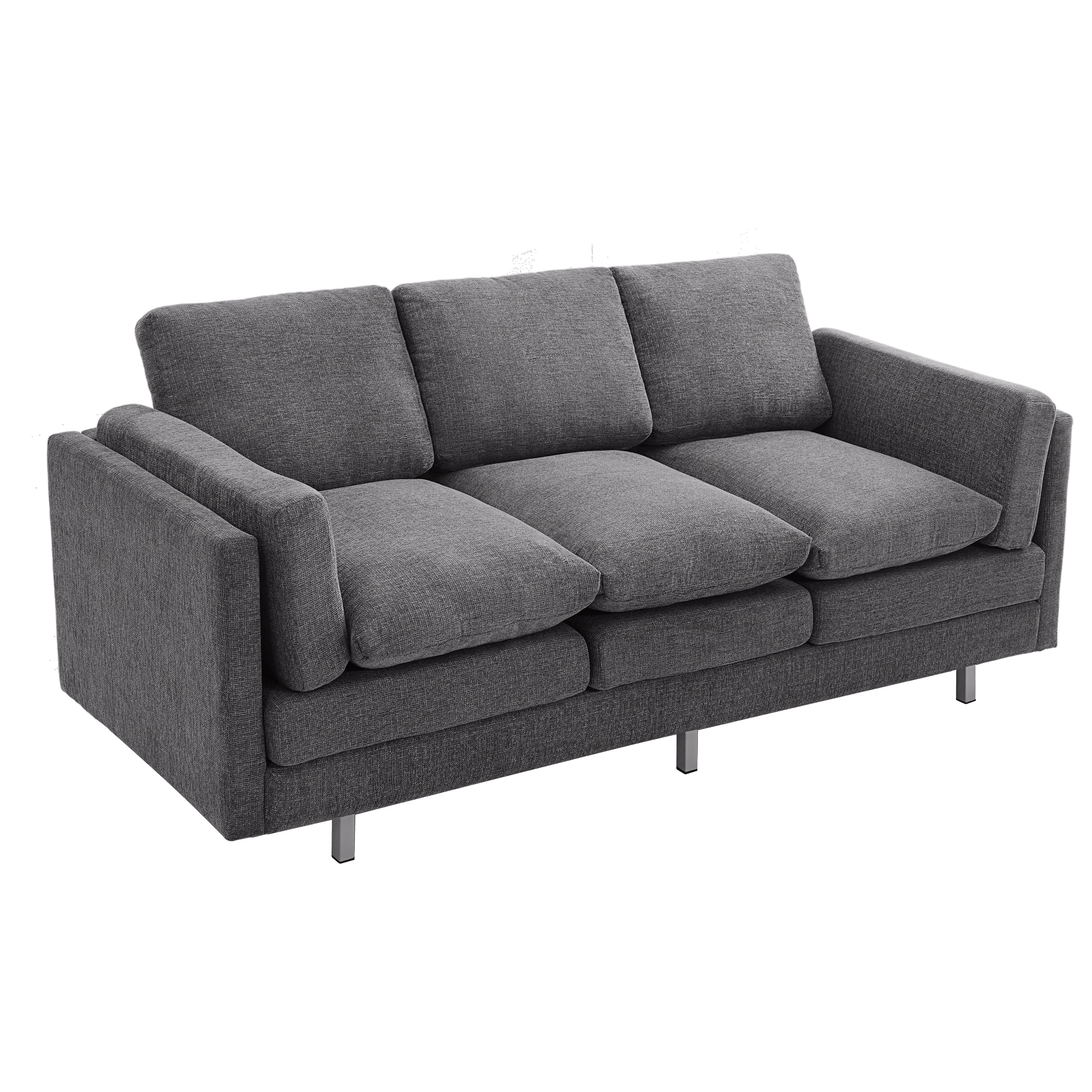 MODERNLUXE 79.5" Cloud Modular Sofa, Comfy 3-Seater Chenille Upholstered Sofa Couch with Dual-layer Seat Cushions & Deep Seat for Living Room,Small Space,Grey