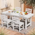 thumbnail image 5 of KINGYES All Weather Outdoor Dining Table with Umbrella Hole, HDPE Rectangular Patio Table for Backyard, Garden, Porch, Deck, White, 5 of 8
