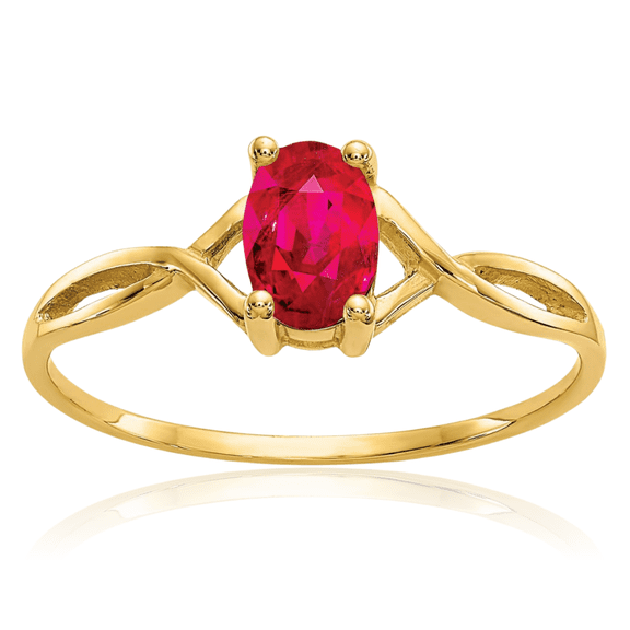 14K Solid Yellow Gold Red Ruby Ring July Birthstone Jewelry