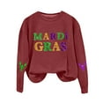 thumbnail image 4 of Tweang Mardi Gras Hoodie Sparkle Tops for Women Button Down Shirt Women Oversized Sweatshirt for Women Purple Sequin Top Women's Mardi Gras Mask Graphic Shirts Wine 2xl, 4 of 4