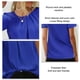 thumbnail image 5 of Camiseta de manga corta para mujer, cuello redondo plisado, tipo suelto, camiseta informal para uso de verano, azul XXL, 5 of 6