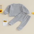 thumbnail image 4 of Toddler Baby Girls Boys Fall Winter Outfits Long Sleeve Ribbed Sweatshirt Tops and Pants Set, 4 of 7