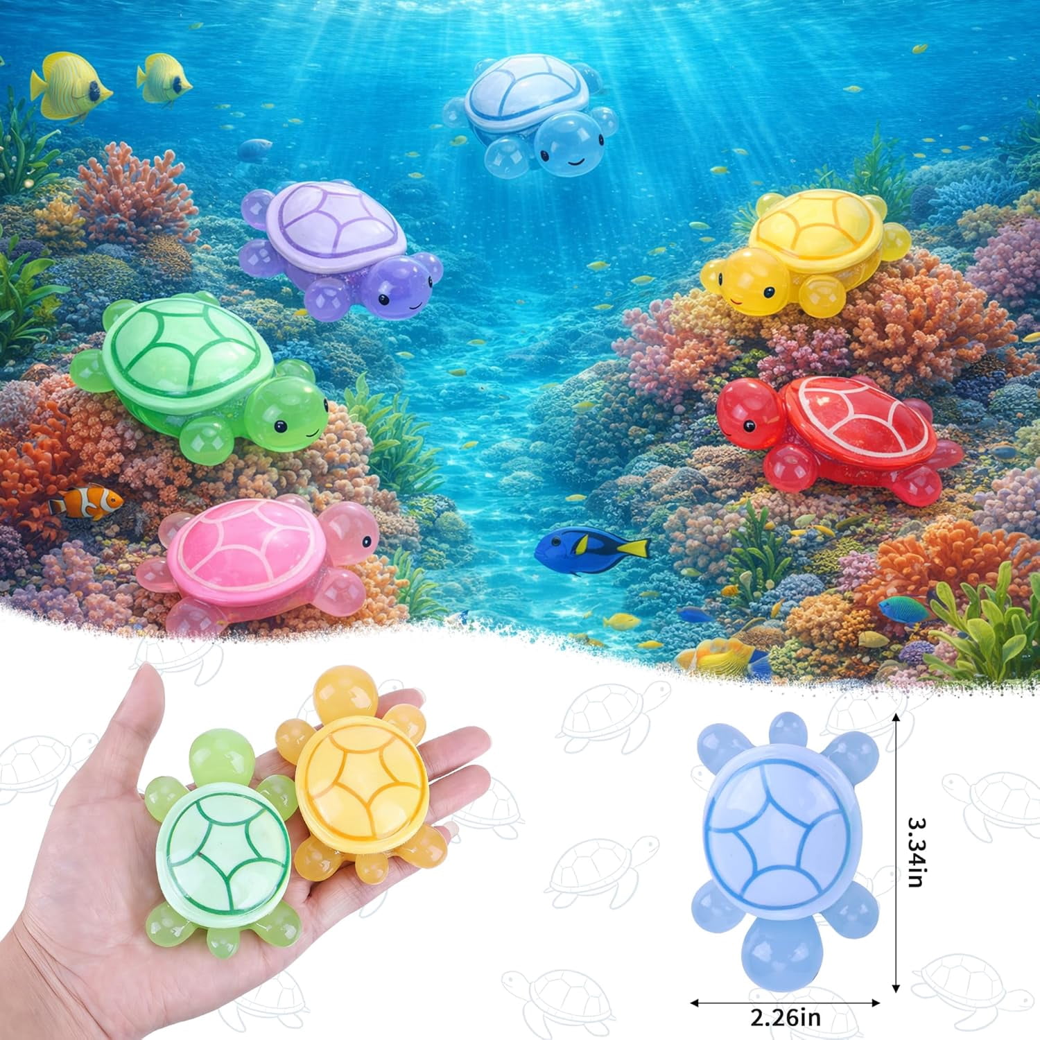 6 PCS Glow in The Dark Resin Turtles, Large Turtle Figurines for Aquarium Decor, Fish Tank Ornaments, Miniature Animals for Dollhouse, Fairy Garden, DIY Craft