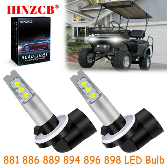 IHNZCB for Club Car Ds 101988101 1999-2020 Tractor / Lawn Mower LED Headlights Bulb High Low Beam 881 889 White,Y05