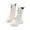 White, variant on Girls Lace Up Riding Boots Mid Calf Combat Boots PU Leather Side Zipper Punk Goth Boot 4-11 Years