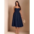thumbnail image 3 of Blue Spaghetti Strap Sweetheart Neck Fit & Flare Midi Dress, 3 of 30