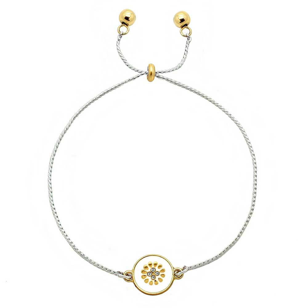 KIS - Inspirational Reversible Pull Chain Bracelet, &amp;#39;Dream&amp;#39; - Gold &amp; Silver Two-Toned Flip Charm With Crystal Star