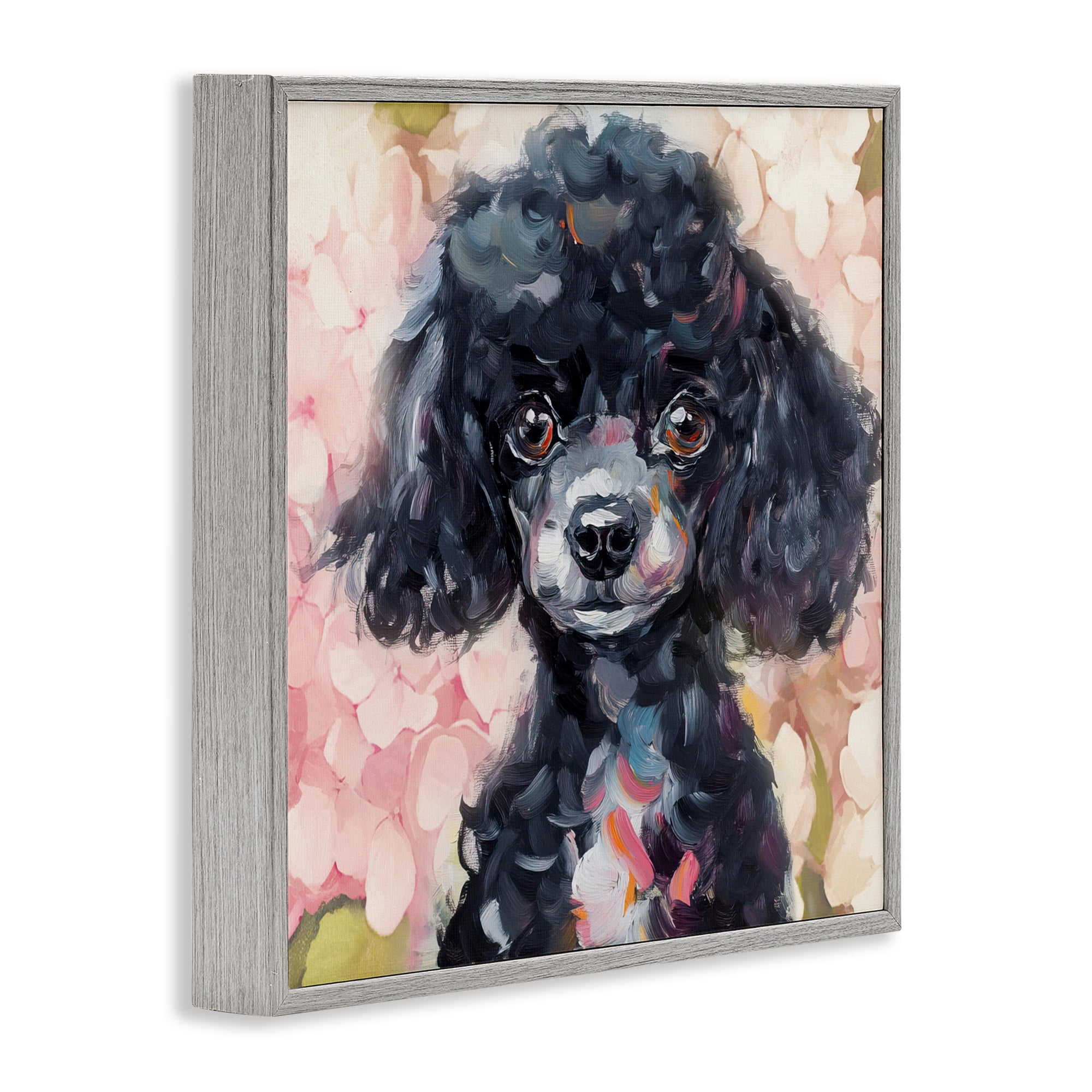 Stupell Industries Little Black Poodle Gray Framed Giclee Art, design by Tina LeCour