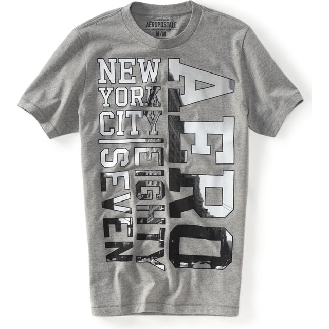 Aeropostale - Camiseta gráfica para hombre de la ciudad de Nueva York, gris, extragrande
