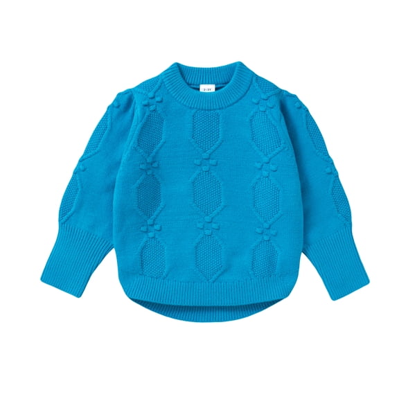 Kucnuzki 7 Years Big Boys Winter Sweaters 8 Years Big Boys Warm Clothes Round Neck Long Sleeves Pullover Sweater Top Solid Color Puff Sleeves Top Winter Clothing Blue