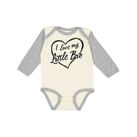

Inktastic I Love My Little Bro in Black Chalk Heart Gift Baby Boy or Baby Girl Long Sleeve Bodysuit