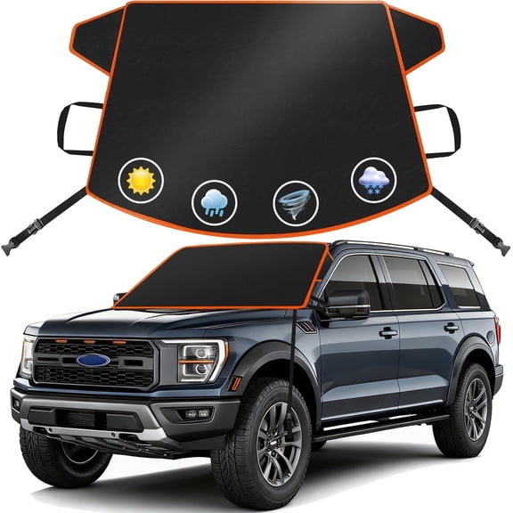 Car Cover Waterproof,600D Heavy Duty Car Window Shade for UV Protection, Sun Blocker for Windshield, Ideal for Cars, SUVs, Trucks & Vans