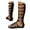 Black, variant on Caged Gladiator Sandals for Women Mid Calf Retro Buckle Open Toe Beach Shoes Hollow out Soft Leather Back Zipper Knee High Boots Brown Size 7