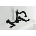 thumbnail image 2 of Kingston Brass KS1260PKL Duchess Double-Handle Wall-Mount Bridge Kitchen Faucet, Matte Black, 2 of 7