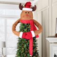 thumbnail image 6 of Christmas Tree Topper, Large Snowman/Elk/Santa Claus/Reindeer Top with Plaid Scarf, Xmas Winter Wonderland Party Decoration Ornaments, 6 of 7